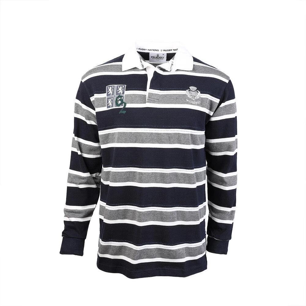 Rugby Nations Men's Gray Blue Edinburgh High Embroidered Rugby Shirt Size 2XL